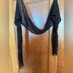 90s Nordstrom Chevron Fringed Eyelet Scarf, 100% Rayon